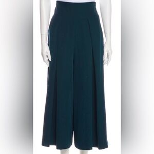 Milly Wide Leg Culotte Pants Teal High Waist Pockets Size 6